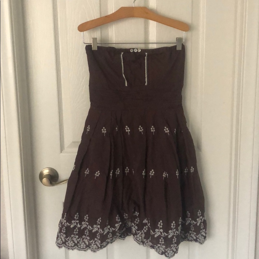 Anthropologie Chocolate Tea Time Dress